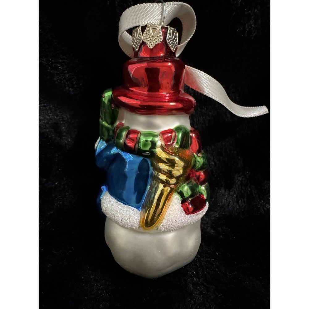 Vintage Christmas Glass Ornament Snowman 3.5" Tall Traditional Holiday - Picture 3 of 7